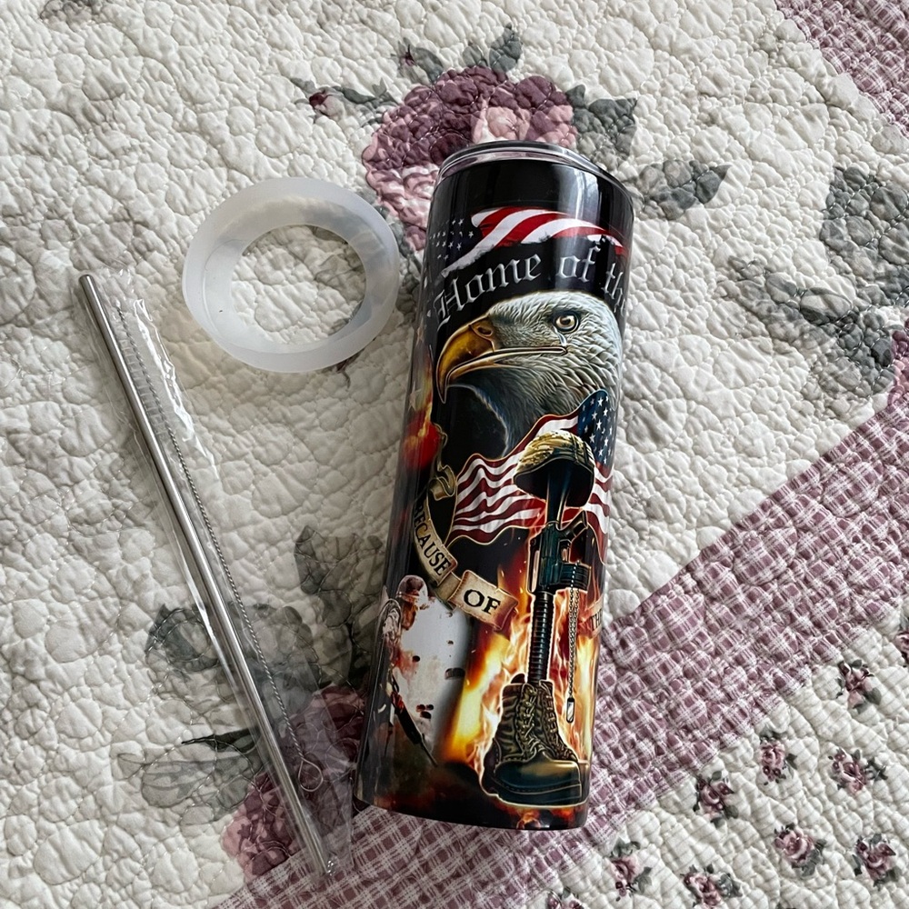 Patriotic Eagle Tumbler with Straw